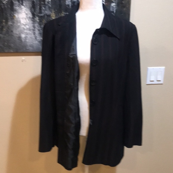 Lane Bryant Navy with Red Pin Stripes Hidden Button Front Blazer w/Pockets-18 - Picture 6 of 8